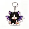Lindo Llavero Acrílico de Mascota de Halloween Cachorro Gato Momia Fantasma Colgante Creativo para Mochila