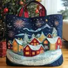 2026 Nuevo Bolso Tote Acolchado Bordado de Moda Navideño Estampado Digital Transfronterizo Bolso de Algodón Casual para el Trabajo