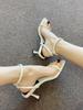 Zapatos Blancos de Tacón Alto con Hebilla, Estilo Nuevo Verano 2026, Sandalias de Tacón Fino para Mujer, Mocasines, Sandalias Negras de Punta Cuadrada