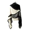 Bufanda versátil de algodón y lino nueva para primavera y verano, calentador de cuello simple con bloques de color blanco y negro, chal, bufanda larga de doble uso para protección solar
