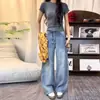 Jeans Scythe para Mujer 2026 Nuevo Diseño de Tendencia de Moda Corte Relajado Lavados Bordes Crudos Pantalones de Pierna Ancha Scythe