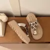 Sandalias de Chancla Gruesas de Verano Bohemias Nuevas de 6 cm, de Moda y Tendencia, Casuales y Cómodas, Pantuflas Versátiles para Mujer para Exteriores