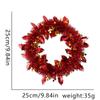 Guirlanda de Fita de Natal de 25cm Decoração de Festa de Natal Guirlanda de Folhas de Frutas Guirlanda de Flores de Seda Fina Pingente