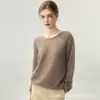 Nuevo suéter de cachemir reversible de color sólido versátil 75% cachemir 25% seda de morera tejido de punto con cuello redondo para mujer, holgado y suave