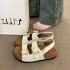 Sandalias de playa con suela de plataforma para uso exterior en verano, nuevas sandalias para mujer 2026 con suelas gruesas, doble hebilla, versátiles, casuales, puntera abierta