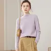 Suéter de Cachemira para Mujer con Cuello Semi Alto, Top de Punto Holgado y Adelgazante