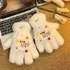 Guantes de Peluche de Cachorro Dachshund Lindos para Mujer, Bufanda Cálida de Terciopelo de Invierno, Set de Bufanda Protectora para el Cuello Peluda a Prueba de Frío