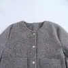 Exportación Transfronteriza Ropa de Mujer Otoño e Invierno 2025 Europea y Americana Cuello Redondo Manga Larga Bolsillo con Solapa Pantalones Chaqueta de Lana Decorada Chaqueta para Mujer B482771