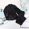 Pijama de seda de hielo para mujer de primavera y otoño, cárdigan suelto de manga larga, ropa de casa casual cómoda, traje de dos piezas transfronterizo europeo y americano