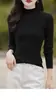 Camisa Básica de Algodão Puro com Costela de Gola Alta Meia-Altura High-End Pronta para Vestir para Mulheres, Peça Íntima Sem Costura Slim Fit para Primavera e Outono, Top Versátil Venda por Atacado