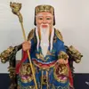Madeira Hinoki Finamente Esculpida e Pintada com Ouro, uma Figura em Forma de Cadeira do Deus da Riqueza e da Boa Sorte, um Item Decorativo para Adoração