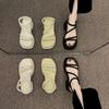 Sandalias Suaves de Tacón Medio para Mujer 2025 Verano Nuevo Estilo Estilo Playa Versátiles Casuales Moda Tendencia Romanas Zapatos de Mujer