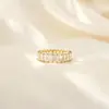 Anillo moderno estilo INS con incrustaciones de diamantes, acero de titanio con circonita microincrustada, anillo envolvente vintage coreano