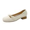 Sapatos Casuais Versáteis 2023 Estilo Fresco Retrô Bico Quadrado Camada Única Femininos Primavera Novos Meia-salto Baixos Salto Grosso Sapatos Femininos