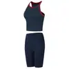Conjunto de Ropa de Yoga de Manga Corta para Mujer Tallas Grandes Running Deportes Tenis Pilates Top de Entrenamiento Fitness Pantalones Tiburón