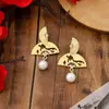 [Selección Premium] Pendientes de Perlas con Forma de Gota de Aceite de Jade Imitación Estilo Chino Nuevo Pendientes Retro con Borlas de Gota de Agua Accesorios Simples Hanfu para Mujeres