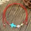 Pulsera de Cristal y Perla para Mejor Amiga Estilo Bohemio Cuentas de Arroz Arcoíris Cruz de Cuentas Pulsera de Amor Amistad
