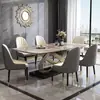 Conjunto de Mesa de Jantar e Cadeiras em Pedra Sinterizada de Luxo Leve Moderno Minimalista Retangular Pequeno Apartamento Mesa de Jantar para Casa Mesa de Jantar para Sala de Estar de Celebridade da Internet