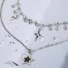 Collar con Borlas de Estrella de Cinco Puntas Transfronterizo Set de 2 Piezas Estilo de Doble Capa Sencillo Ins Accesible Lujo Collar