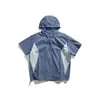 Camiseta con capucha impermeable para exteriores de secado rápido con bloqueo de color de la serie Undrest Mountain para hombre, holgada, de manga corta para verano Cs53