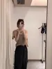 Top Colete Sem Mangas Gola V Estilo Old Money Coreano para Mulheres, Peça de Sobrepor de Verão com Toque de Luxo, Camisola de Tricô Casual Afinando com Barra Larga