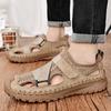 Zapatos de Malla de Talla Grande para Verano para Hombre Transpirables de Piel Genuina Malla Hueca Ligeros Slip-on Zapatos Perezosos Antideslizantes para Exteriores Zapatos para Vadear