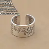 Joyería de moda al por mayor de plata de ley S999 plata tailandesa cuerpo ligero personalidad mantra de seis caracteres anillo abierto simple para hombres y mujeres