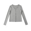 Cárdigan de Punto de Otoño Temprano con Botones, Cuello en V Profundo, Versátil, Estilo Perezoso, Holgado y Ajustado, Protección Solar, Manga Larga, Top Chaqueta con Abertura que Muestra el Ombligo
