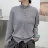 Cárdigan de punto liso de cuello alto para mujer 2026 Otoño/Invierno Nuevo estilo de alta gama, suave, agradable a la piel, chaqueta de punto, top