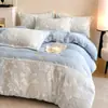 Juego de Ropa de Cama Personalizado de Lujo Ligero de Piel de Conejo, Terciopelo Burnout, Terciopelo de Leche, Juego de Cuatro Piezas para el Hogar, Juego de Cuatro Piezas Engrosado de Invierno con Más Terciopelo