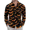 Moda Urbana Transfronteriza Camisa de Manga Larga con Solapa para Hombre Primavera y Otoño Calabaza de Halloween Estampado Digital 3D Fuente Superior
