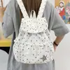 Mochila de Tela con Cordón y Solapa de Lunares Azul Leche Conejo Estilo Fresco de Verano Suave Pegajoso Chica Suave Estilo Campus Mochila Pequeña Nueva