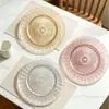Plato de Vidrio de Cristal Estilo Nórdico de Comercio Exterior, Plato de Cena Redondo Estilo Occidental, Platos de Alto Valor, Venta al por Mayor, Directo del Fabricante
