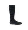 Botas altas elásticas sencillas sin cordones para mujer, punta fina, suela plana, botas ajustadas por debajo de la rodilla que estilizan las piernas, versátiles botas altas para ir al trabajo.