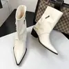 Botines de tacón alto con punta para mujer con hebilla de cinturón, negros, nuevo estilo 2026, botín elegante para pantalón, tacón grueso, bota individual versátil vintage