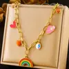 Moda Retro Transfronteriza Nuevo Azul Turquesa Amor Sol Mango Estrella Gota de Aceite Ojos Colgante Cadena Collar de Acero Inoxidable
