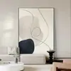 Sofá de Sala de Estar Cremoso Parede de Fundo Pintura Decorativa Estilo Nórdico Linhas Abstratas Murais de Corredor Hall de Entrada Pintura de Parede