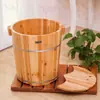 Balde para Banho de Pés de 40cm de Altura, Balde de Banho de Pés de Madeira, Balde de Banho de Pés de Madeira Maciça, Balde de Banho de Pés Doméstico com Tampa e Aprofundamento