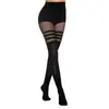 Medias de Red Europeas y Americanas para Halloween, Medias Transparentes de Talla Grande, Medias Finas Caladas con Liguero, Pantimedias de Retazos con Tres Rayas