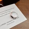 Anillo abierto mate con estrella de plata pura s925, largo, ovalado, de ágata negra y calcedonia blanca, para niña, combinable con todo.