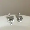 Pendientes de Borlas con Lentejuelas Multicapa para Mujer Delanteros y Traseros, Moda Versátil Retro de Lujo Ligero de Alta Gama Francesa Pendientes y Pendientes