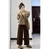 Melhora de Cor# Calça Wide Leg Marrom Maillard Feminina Primavera Outono Inverno Estilo Preguiçoso Solta Calça de Veludo Cotelê Macio Aconchegante Yamamoto