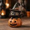 Novo produto transfronteiriço ornamento de gato e abóbora de Halloween estátua decorativa de resina presente decorativo