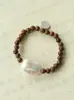 Novo Estilo Chinês Natural Pérolas de Sândalo Barroco Pulseira com Contas para Mulheres Estilo Nacional de Nicho Pulseira Elástica de Pérolas e Contas de Madeira Pulseira