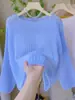 Suéter de Punto Hueco de Verano 2026 con Protección Solar para Mujer, Estilo Coreano Casual Chic, Top Delgado de Manga Larga Off-Shoulder