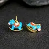 Accesorios de gota de Troya azul quemado antiguo bañados en oro y plata S925, originales, de bricolaje, estilo chino, pequeños accesorios de estilo nacional que combinan con todo.