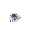 Nuevo Anillo de Amatista con Diamantes Completos Elegante Celebridad de Internet Transmisión en Vivo Anillo Exquisito Elegante Clásico Apertura con Diamantes Completos 3009