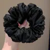 Goma de Pelo Plisada de Satén para Mujer, Lazo Grande de Alto Nivel para Moño, Accesorio de Moda para Coleta