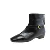 Botines de Tobillo con Hebilla de Nuevo Diseño Temperamento Otoño Invierno 2026 Adelgazantes Cremallera Trasera Punta Cuadrada Moda Estilo Coreano Botines Ajustados