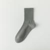 Meias Masculinas de Cano Médio para Primavera e Outono, Algodão Puro, Antibacterianas, Resistentes a Odores, Absorventes de Suor, Finas, Longas Pretas e Brancas Masculinas para Outono